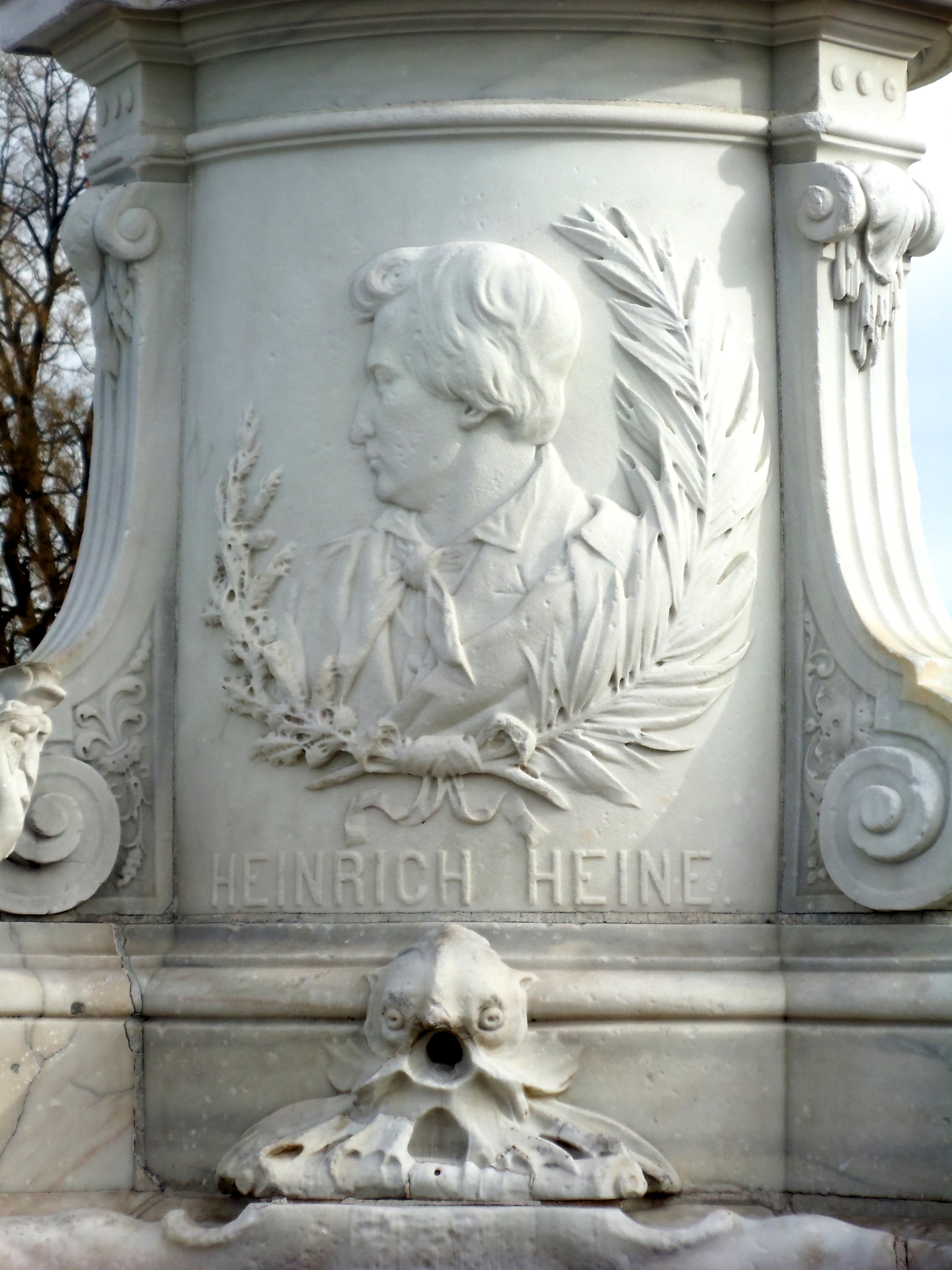 Heinrich Heine detail on Lorelei statue