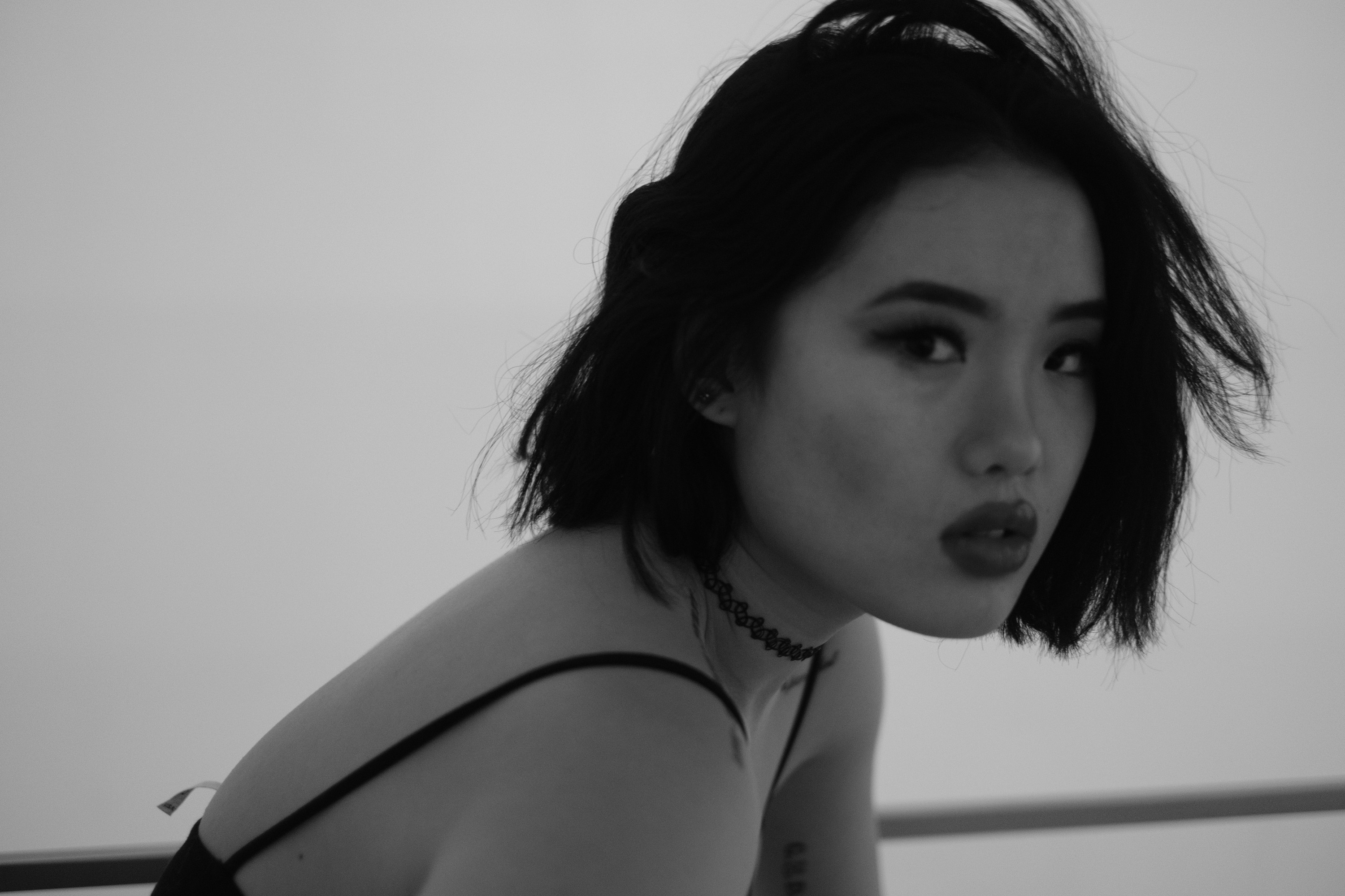 Chinese model in black and white