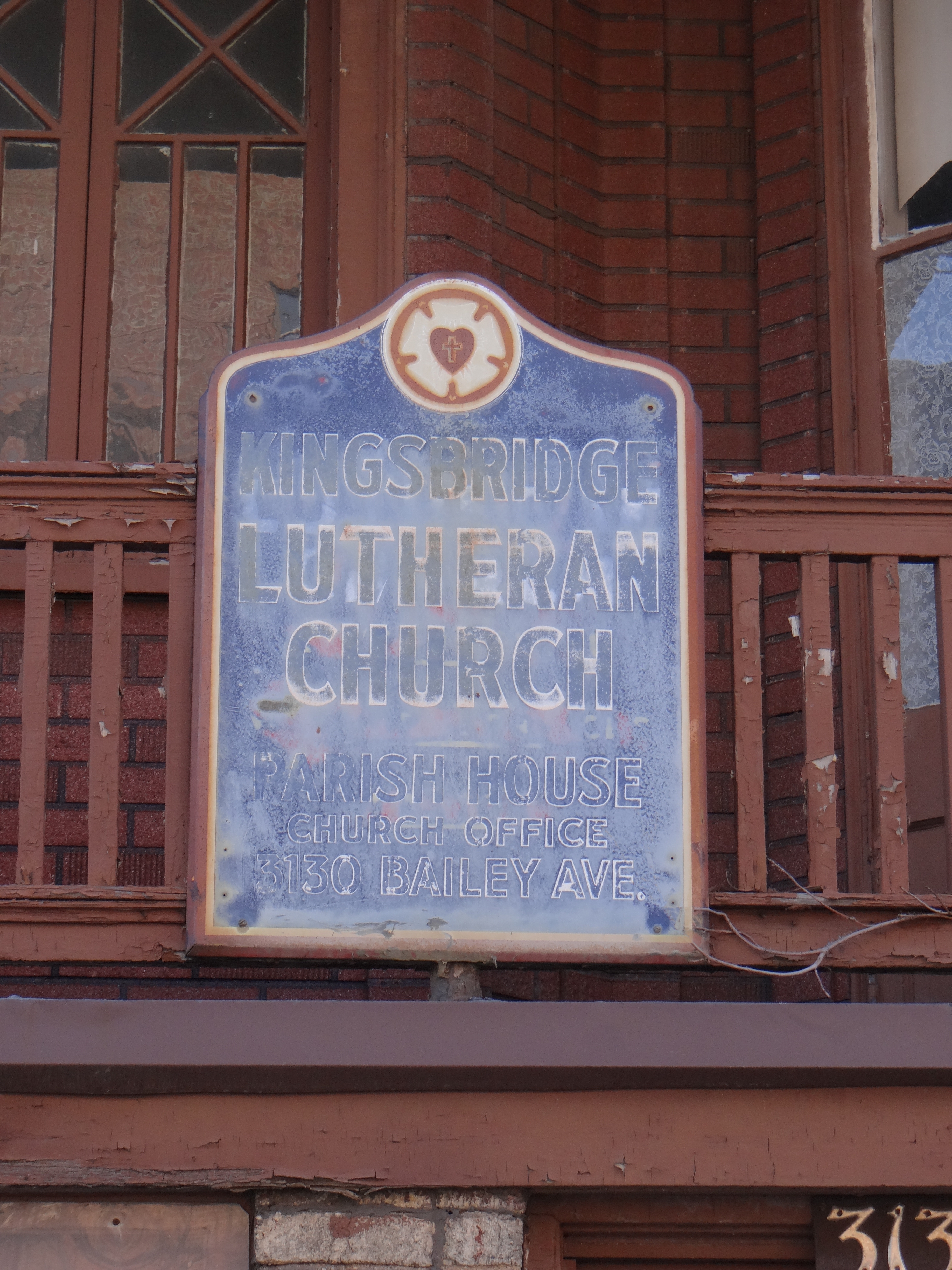 old sign for Kingsbridge Lutheran Church
