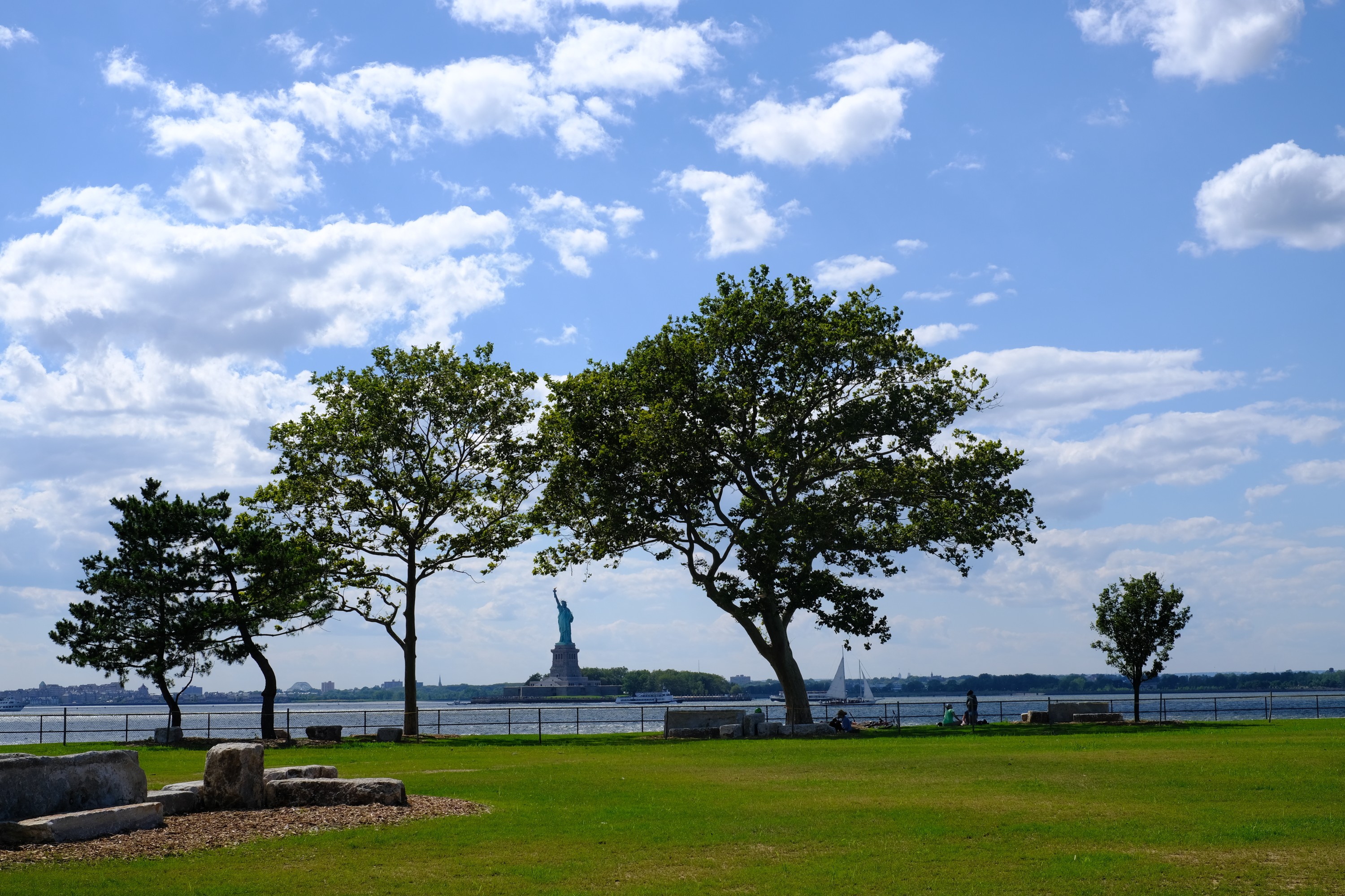 view of Statue of Liberty from Picnic Point