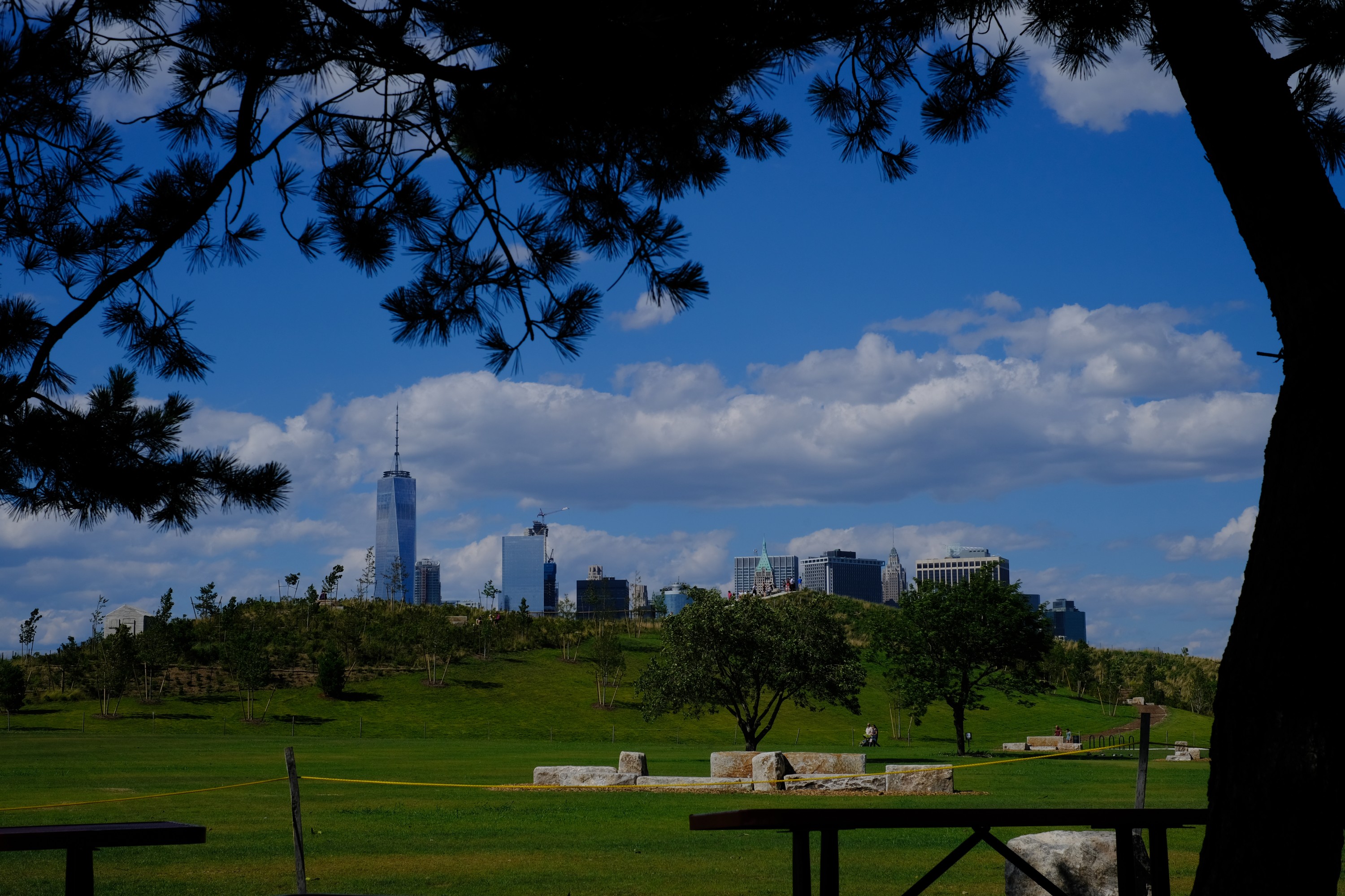 view of Manhattan skyline from Governors Island