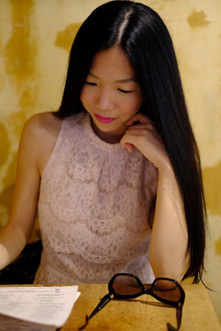 Japanese girl in pale pink dress