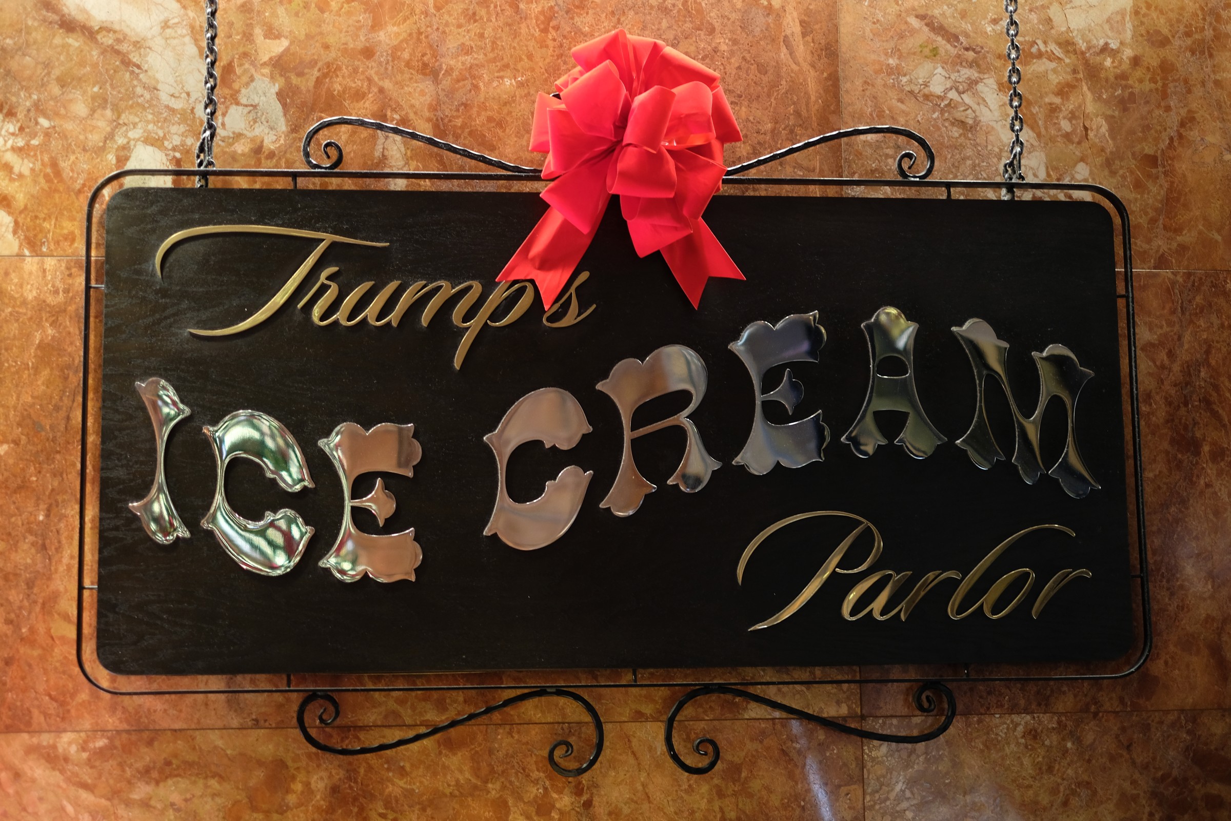 ice cream sign inside Trump Tower