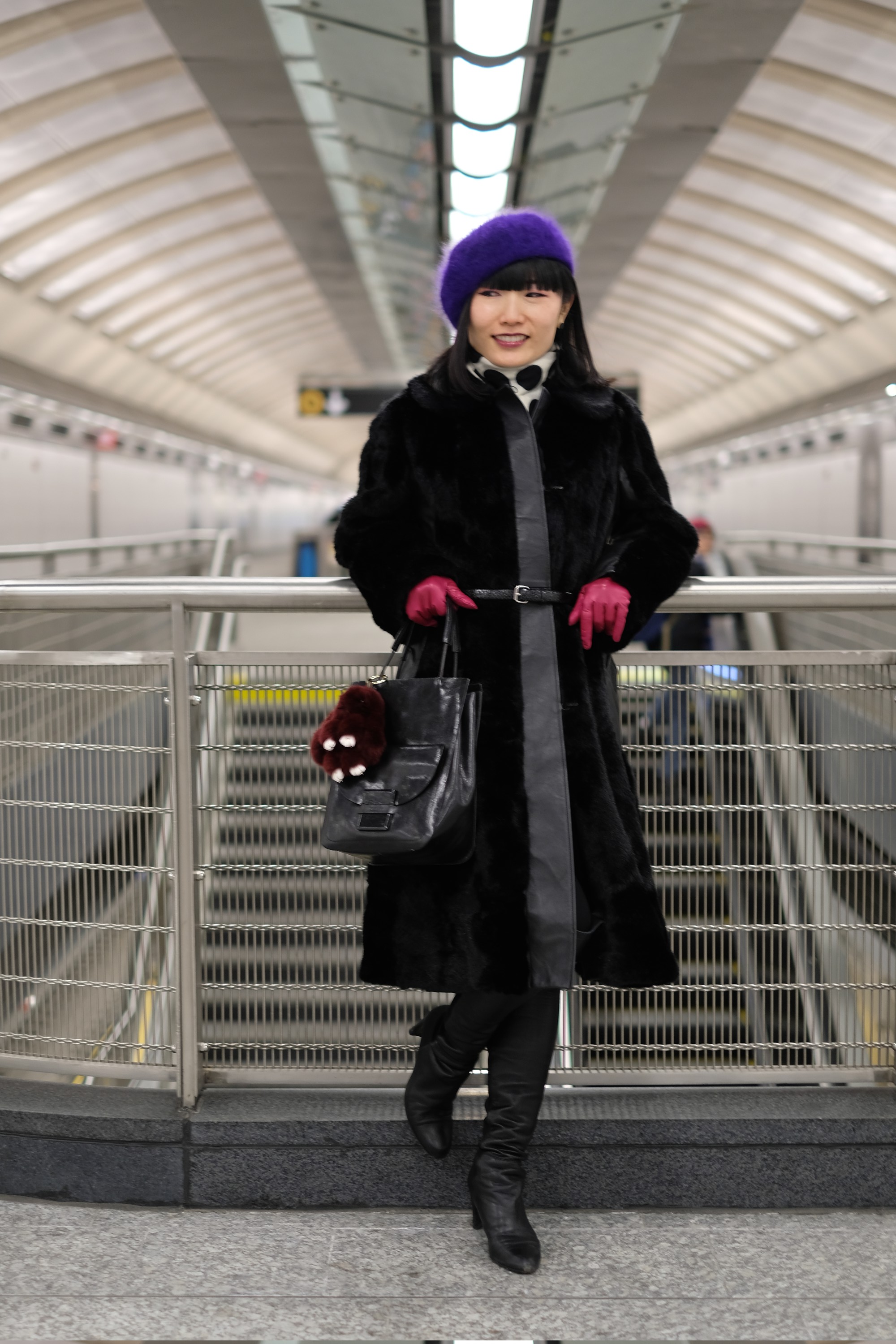 fashion model in subway station